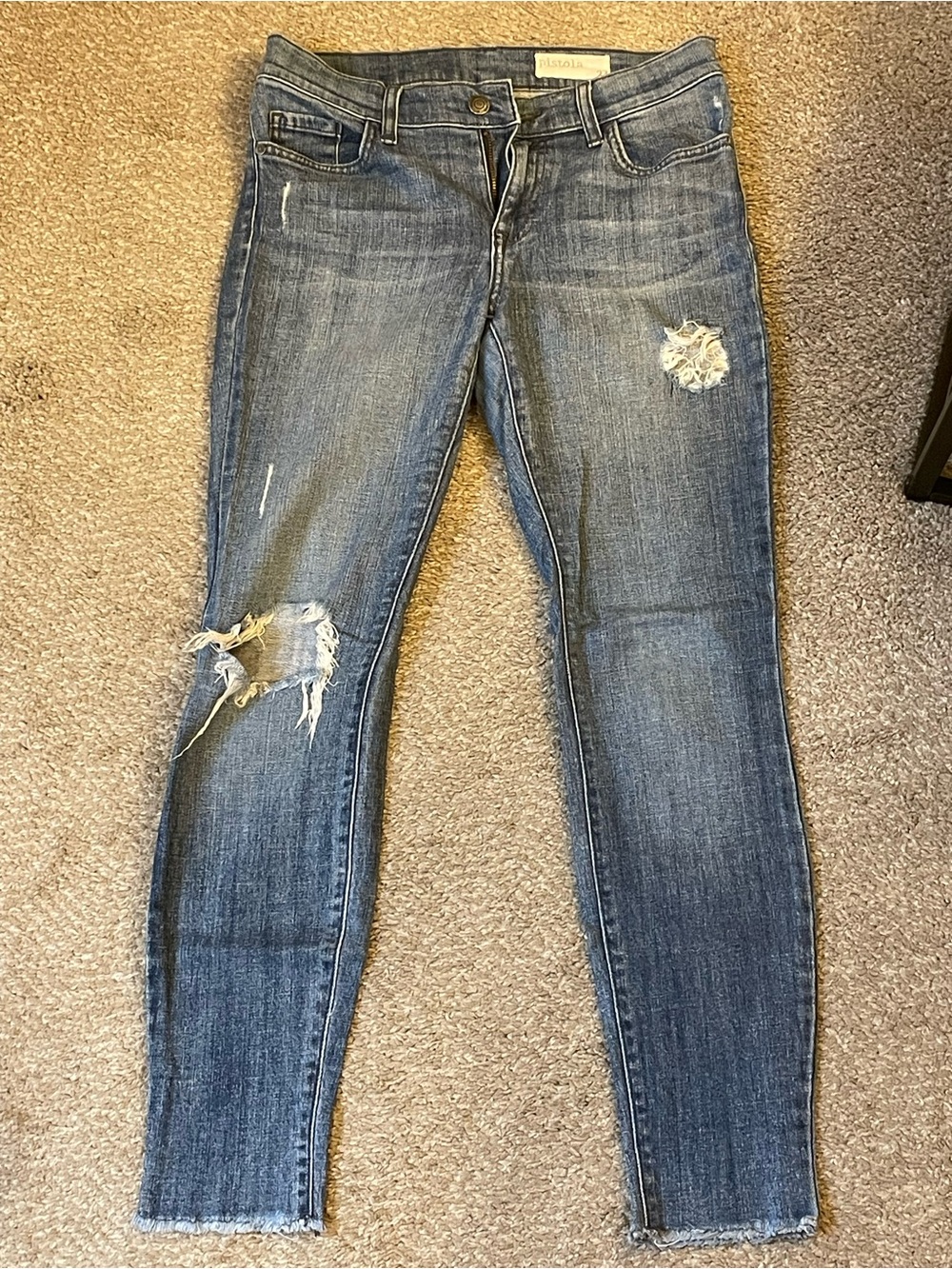 pistola distressed skinny jeans in medium blue